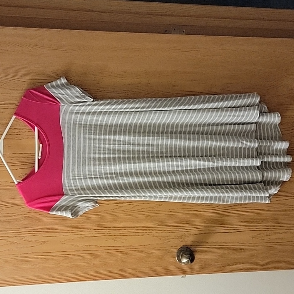 Reborn J Gray with White Stripe & Pink Dress Medium